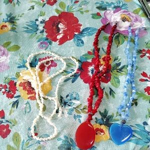 Red and Blue Beaded Necklaces